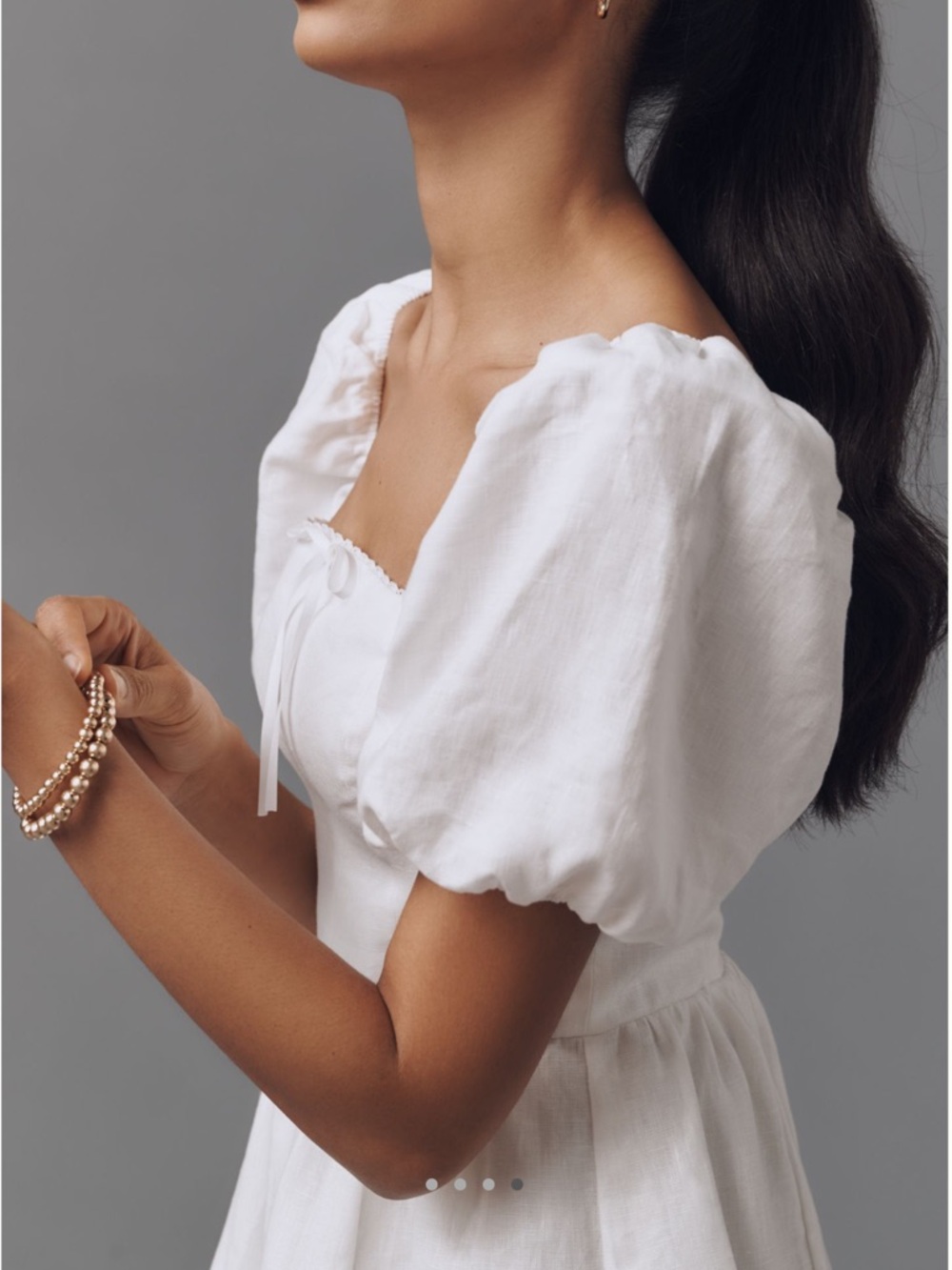 Reformation Malvina Linen Puff-Sleeve Mini Dress Anthropologie New White 10 - Picture 4 of 16
